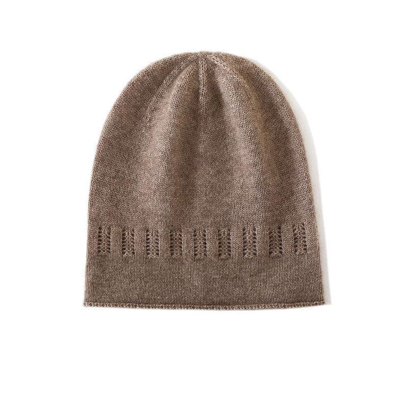 Cashmere Autumn and Winter New Unisex Solid Color Thick Warm Fashion Curled Hollow Knitted Casual Hat