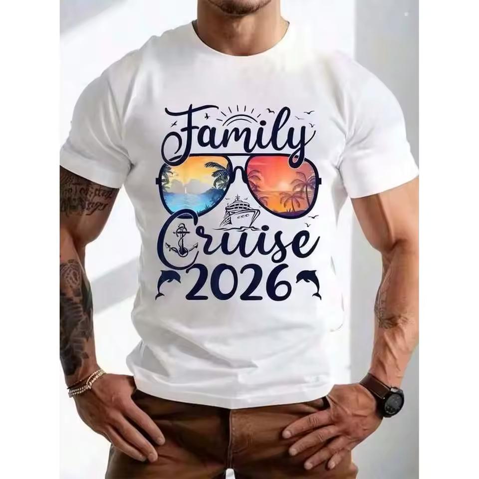 Family Cruise 2026 Summer Vacation Matching Family Cruise T-Shirt, Graphic Tees Men LTQD