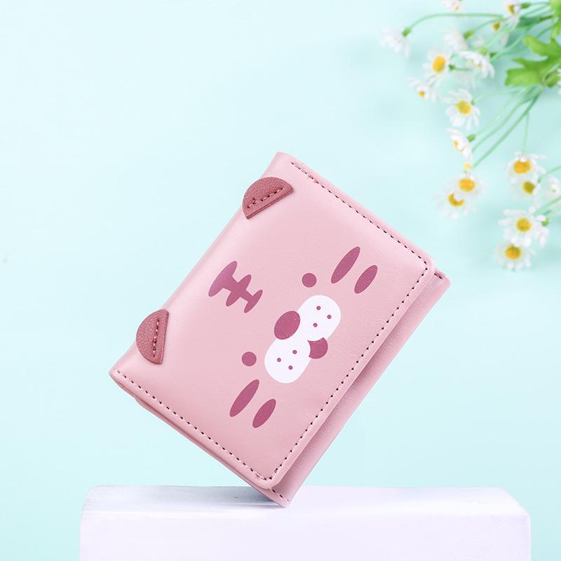 Women Short Thin Version Cute Tiger and Pig Ladies Small Wallet Student Three-fold Wallet Female Fashion Short Coin Purse