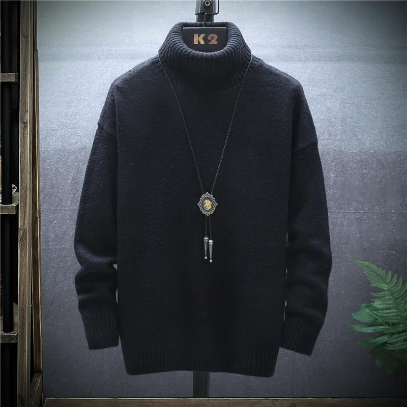 

Мужской свитер с высоким воротом, мужской облегающий свитер на осень и зиму, новый повседневный зимний свитер в корейском стиле, утолщенный вязаный свитер, теплая рубашка с низом 3XK чёрный