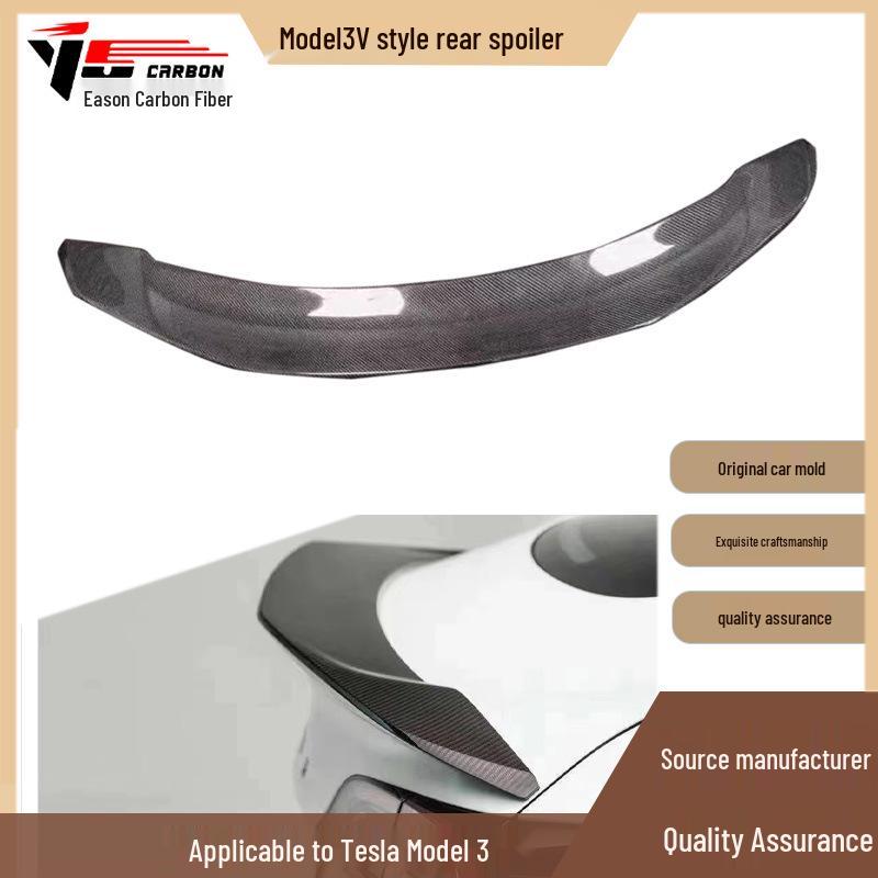 Tesla Model 3 2018-IN V Style Carbon Fiber Rear Spoiler