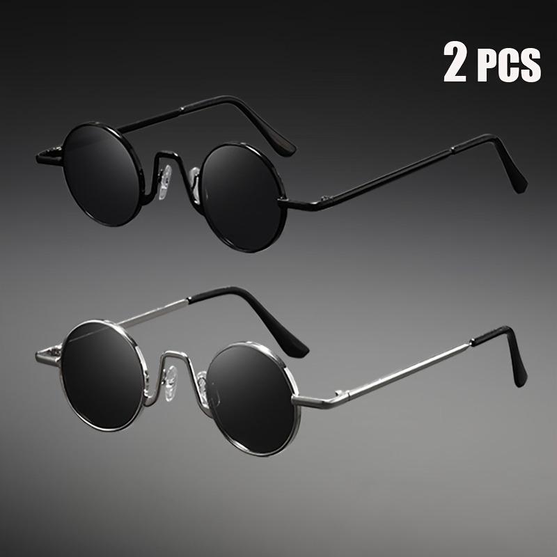 2-pack vintage round unisex glasses, ideal for gifts & photography.