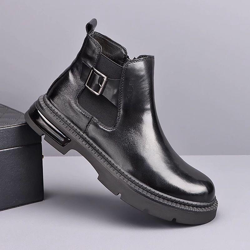 

Мужские британские ботильоны Челси 2025 года, черные, на высокой толстой подошве, из натуральной кожи, для осени/зимы. Size 43