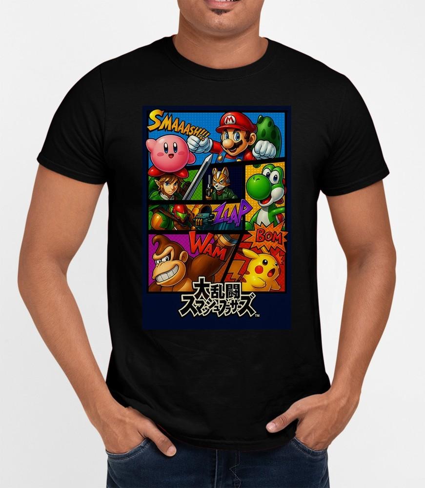 

Mario Smash Bros 80s T-Shirt Cool Retro Movie Film Classic Tee Gift Xmas Unisex T-Shirt XXXL