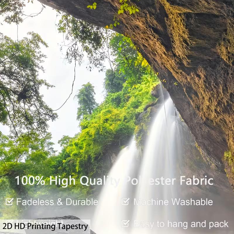 2D Jungle Cave Waterfall Wall Tapestry Tropical Scenery Background Cloth