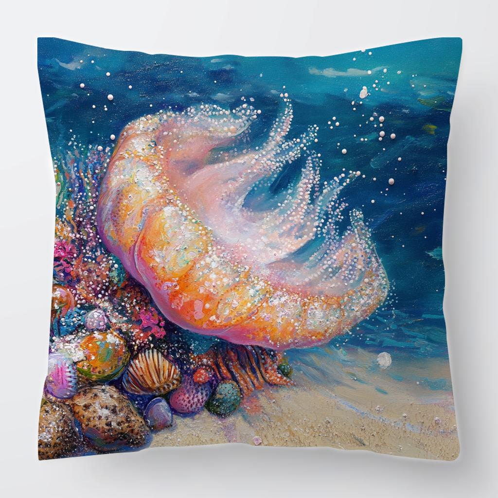 Jellyfish Pillowcase Printed Ocean Life Home Summer Large Peach Skin Cushion Decoration