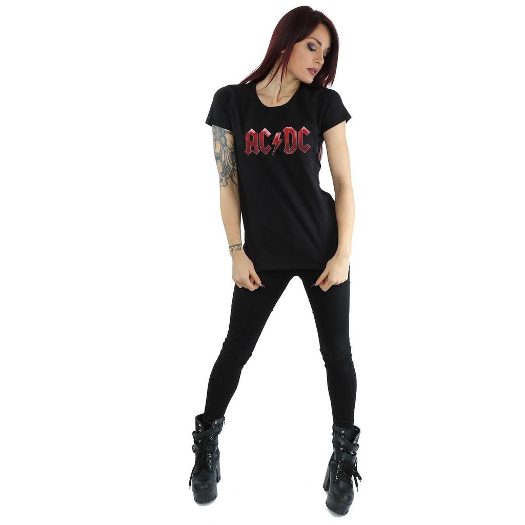 AC/DC Womens/Ladies Red Ice Logo Cotton T-Shirt