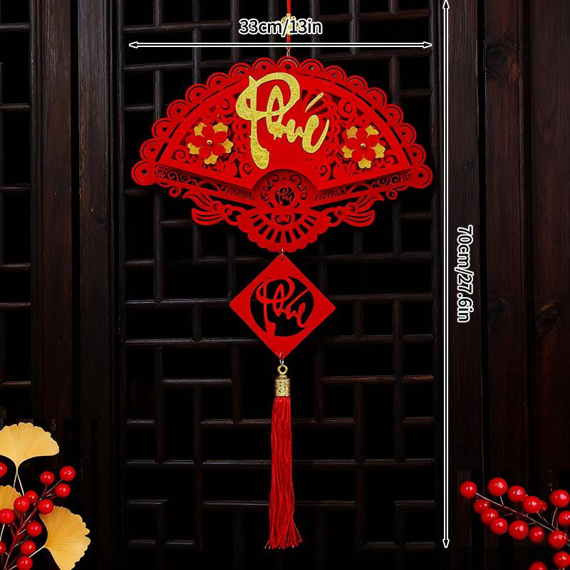 2026 New Year Of The Horse Couplets Spring Festival Door Decorations Couplets New Year Red Felt Chinese Knot Hanging Wall Decor