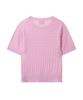 CGP (Women) Small Square Logo Cable Short Sleeve Knit - Pink