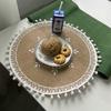 4pcs Jute Simple Tableware Mat Home Round Woven Mat Restaurant Retro Decorative Placemat