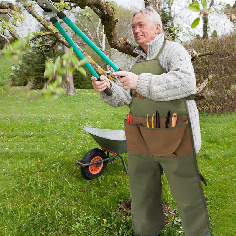 Durable Oxford Material Gardening Apron Knee Length Protection With Big Pockets Stay Clean And Organized While Pruning Planting