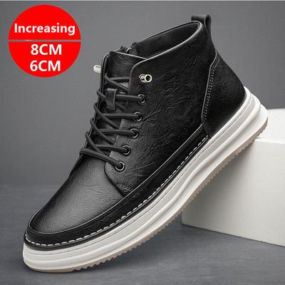 Ležérní tenisky Pravá kůže Boty na zvýšení výšky Pro muže 6 cm 8 cm Neviditelný výtah Vyšší Zvedací boty Střední střih Ploché