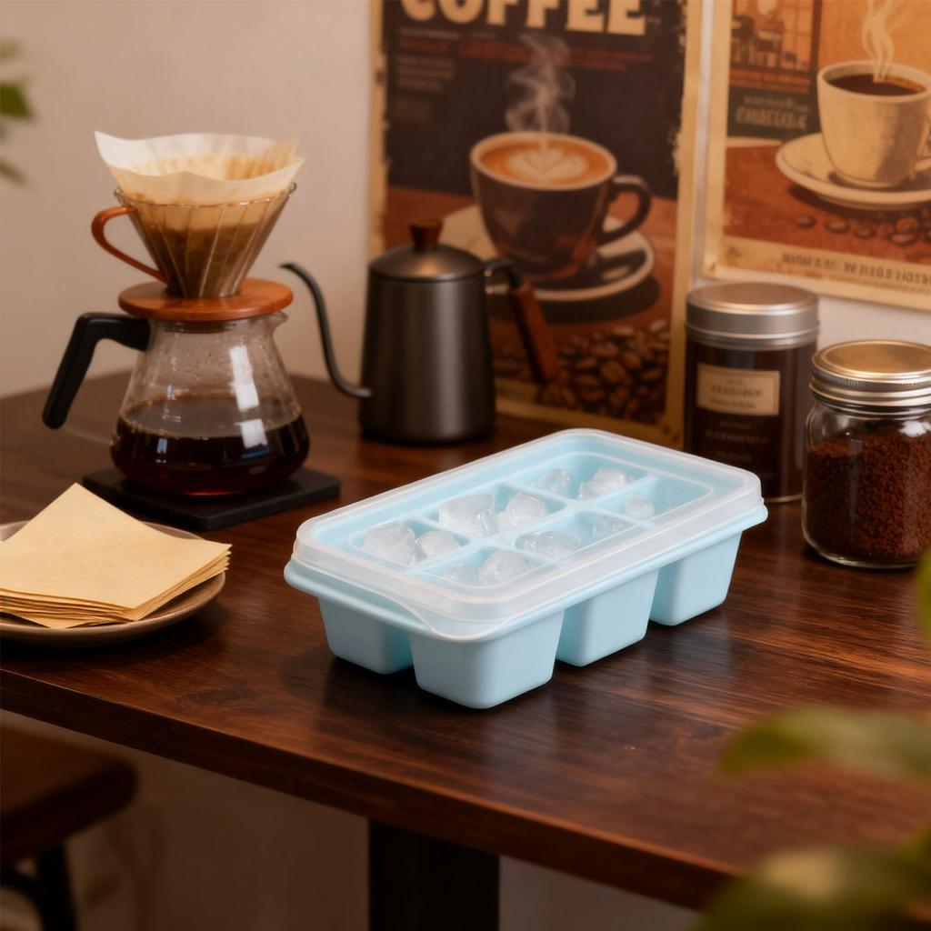 Ice Tray Food Grade PP Easy Cleaning Stackable Design Soft 11.5x7x4cm Compact   Tray with Lid for