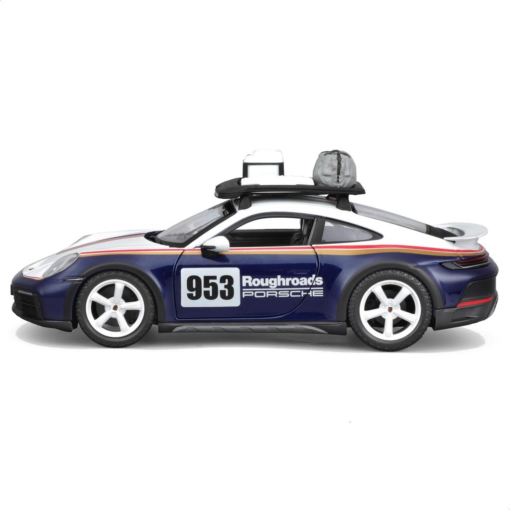 Bburago 1/24 Scale Porsche 911 Dakar White/Blue Diecast Model Car (Finished Model) 18-28029