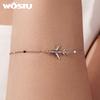WOSTU 925 Sterling Silver Airplane Bracelet Travel Jewelry for Women Original Cute Plane Charm Bracelet Minimalist Gift for Her