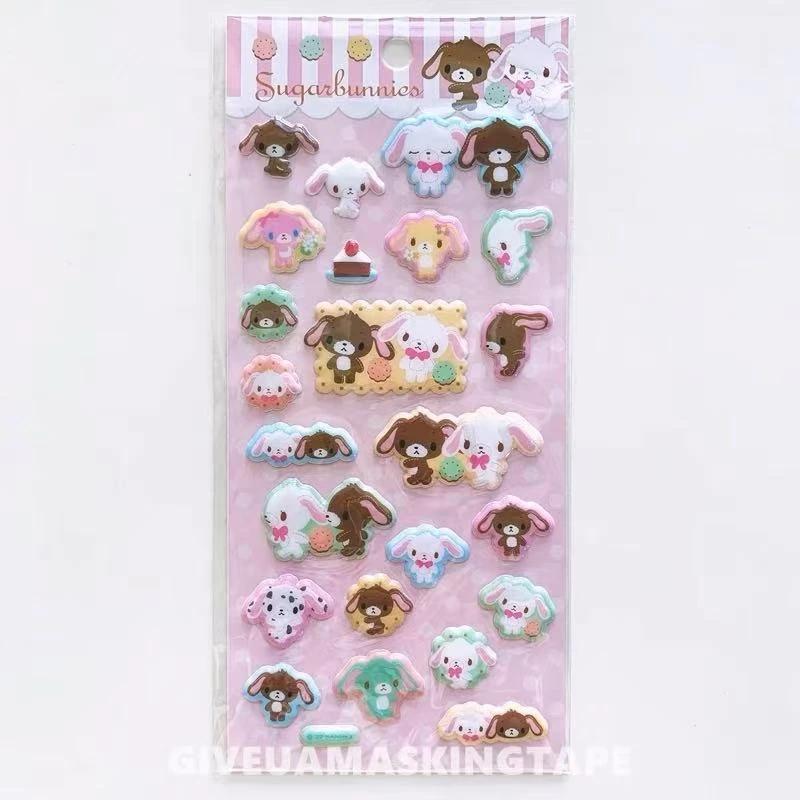 New Sanrio Usahana Sugarbunnies 3D Bubble Stickers Toy Girl's Diary Decorative Stickers Diy Phone Case Camera Decoration Toy Gif