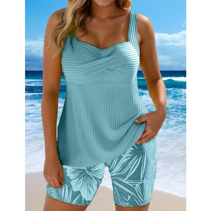 Swimsuit European and American Swimsuit Conservative Shorts New Split Bikini Women's Plus Size Swimsuit Set