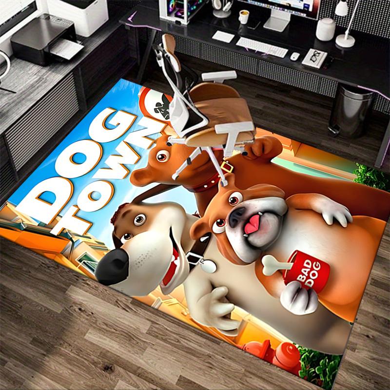 Dog Town Cartoon Carpet For Playroom Bedroom Living Room Sofa Home Decor Kids Game Area Rug Nonslip Floor Mat