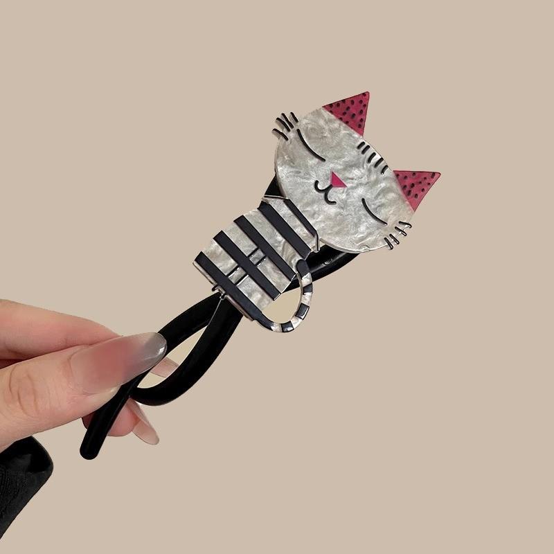 

Смешная Милая Заколка для Волос Котенка Акриловый Зажим Твист Модная Заколка для Хвоста Девочки Затылок