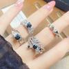 Punk Personality Dark Wind Black Zircon Irregular Opening Ring Female Niche Design Exquisite Stacked Ring Female