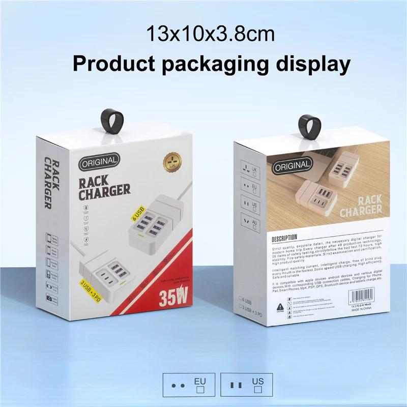 6portová víceportová USB nabíječka 35W PD Type-C mobilní telefon rychlé nabíjení rychlé nabíječky typu C nástěnná nabíječka adaptér typu C s konektorem EU/US