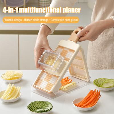 Vegetable Cutter 4-in-1 Food Chopper Grater with Blades Salad Prep Tool for Slicing Dicing Shredding Safety Restaurant Food Prep Equipment