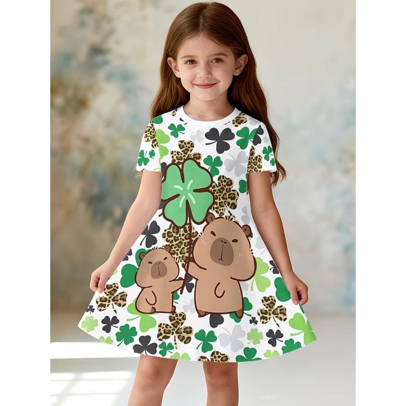 Kids Casual Beach Dress Girls Peppa Pig Cute Cartoon Print Summer 110