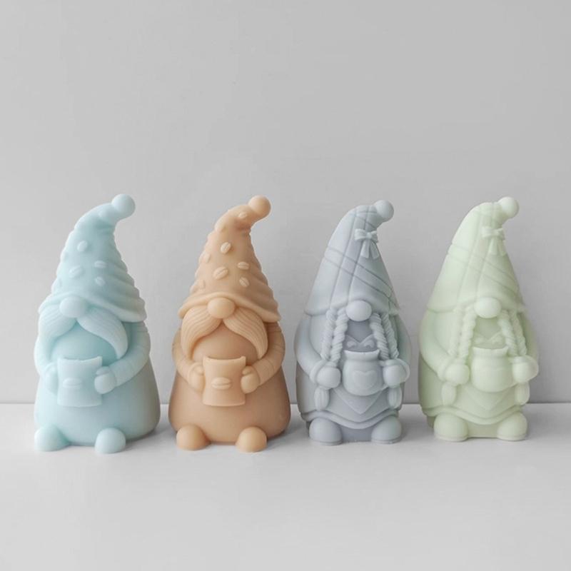 Faceless-Santa Candle Silicone Mold DIY Dwarf Perfume-Stone Candle Making Gypsum-Resin Mold Holiday Gift Home Decoration