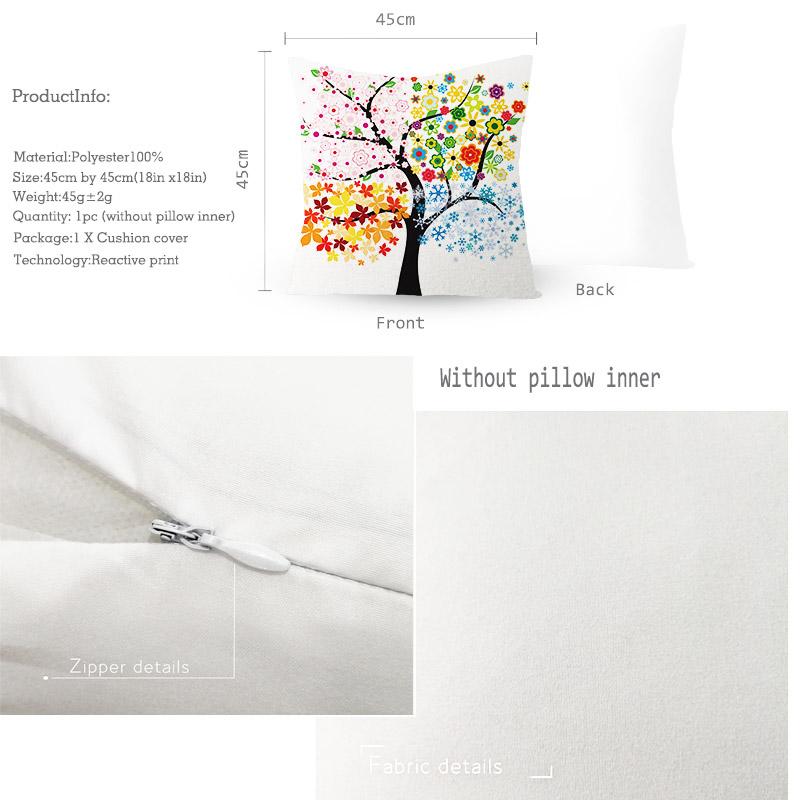 Colorful Tree Printing Decorative Pillowcase Colorful Tree Pillow Case Polyester Tree Pattern Pillow Cover Kussensloop Zt287