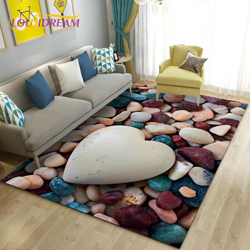 3D Colorful Cobblestone Stone Area Rug,Carpet Rug for Living Room Bedroom Sofa Doormat Kitchen Decoration,Kid Non-slip Floor Mat