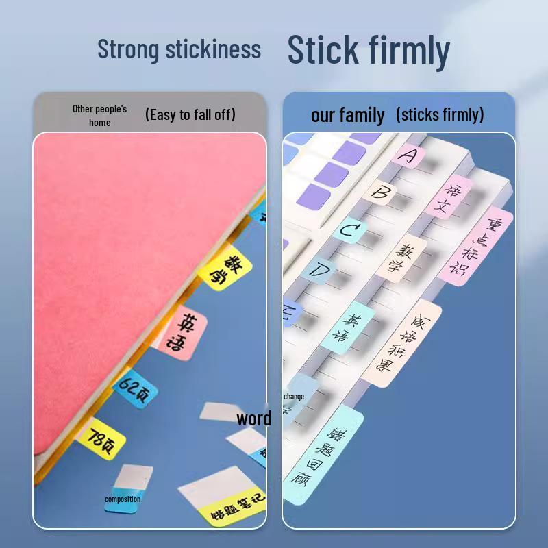 Morandi Color Transparent Sticky Note Strips - Writable Index Tab Labels for Students