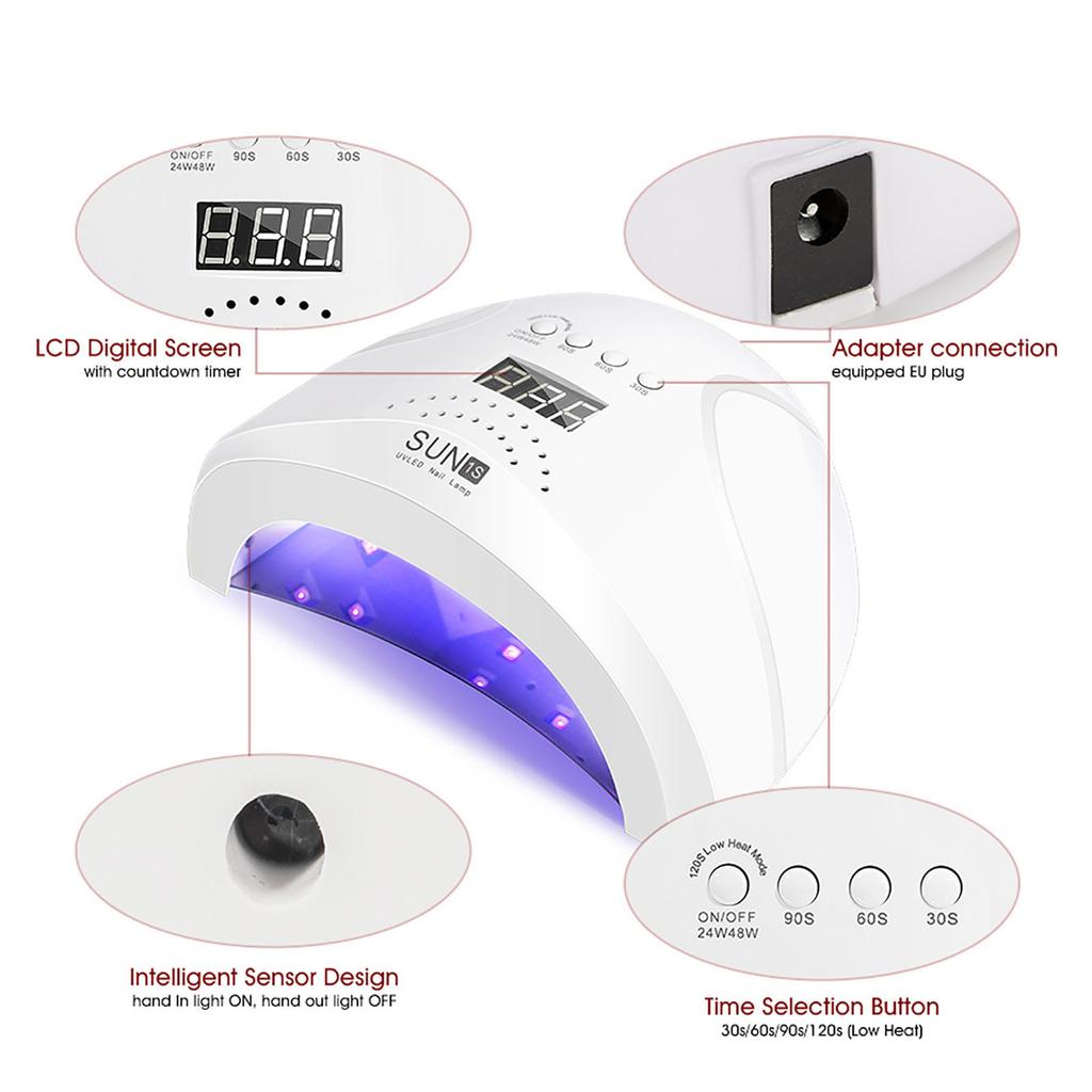 ROSALIND 48W UV LED Lamp Nail Dryer With Display 24 LED Nail Dryer Lamp For Manicure Gel Polish Drying