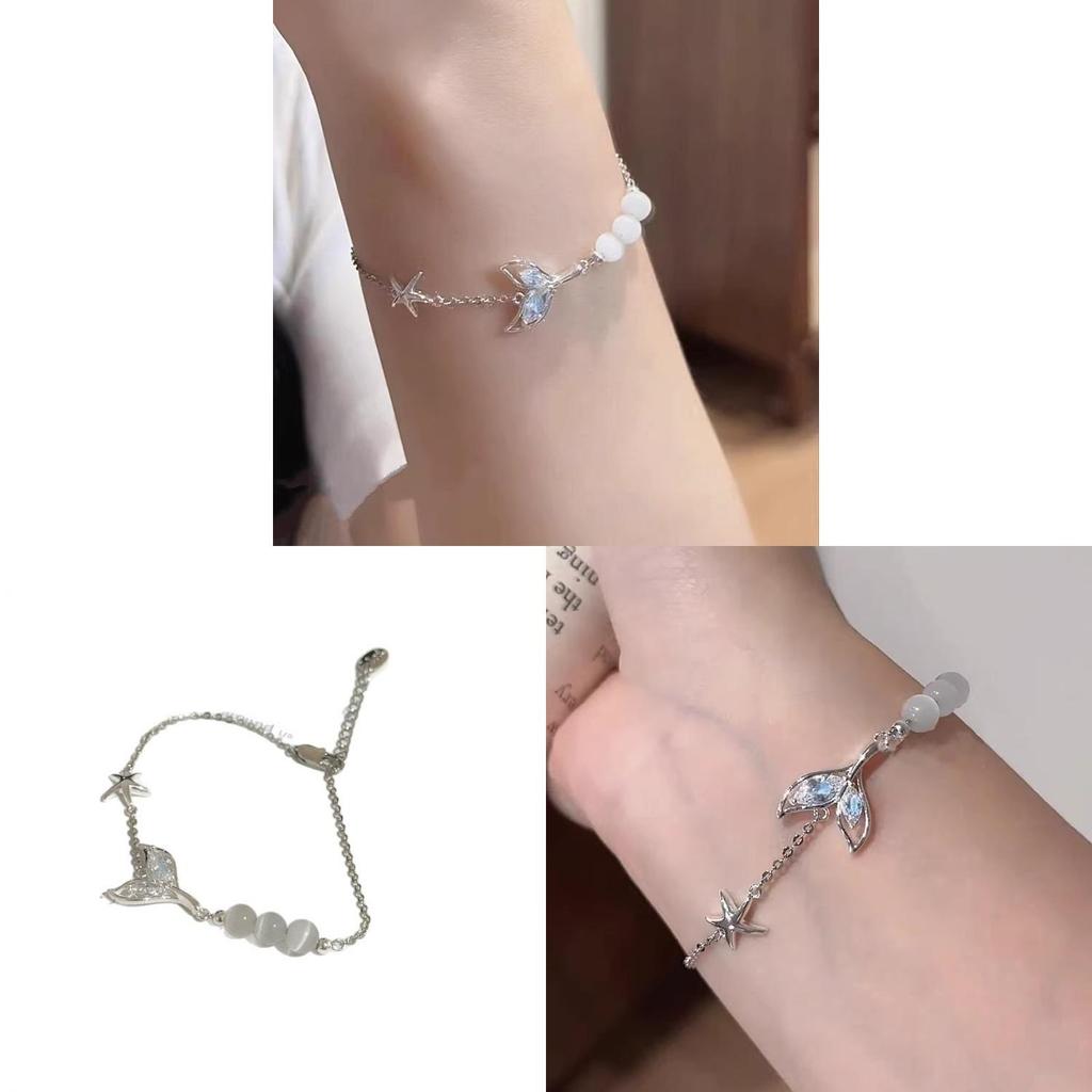 Zircon Fish Tail Glass Starfish Hand Chain With Inlaid Crystals For Stylish Womens Accessories