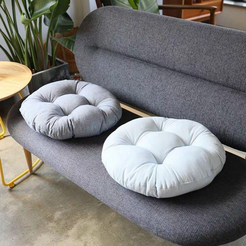 Solid Floor Pillow Futon Patio Seat Cushion Reversible Chair Cushion With Ties Tatami Pad Washable Window Pad Bench Cushions