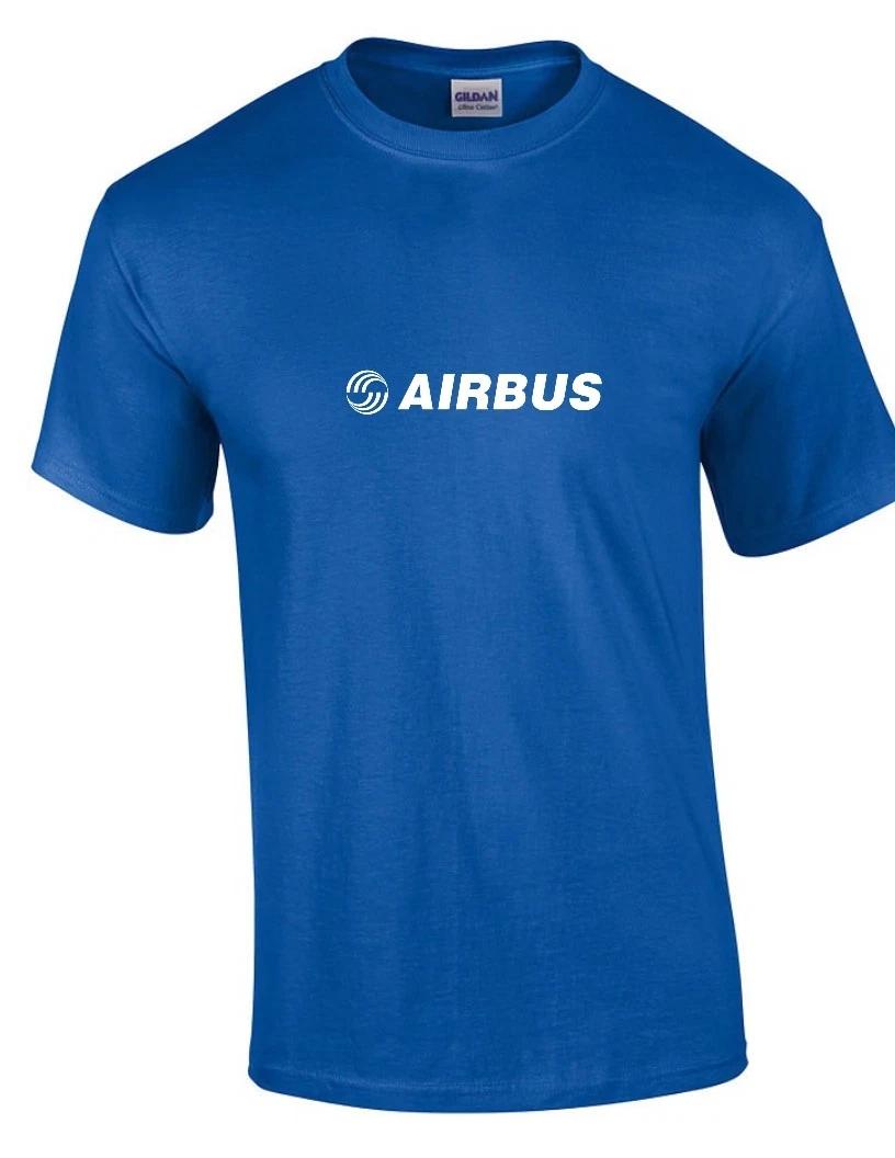 Хлопковая футболка Airbus с белым логотипом, европейская авиация, оборона, авиалинии, королевский синий XL