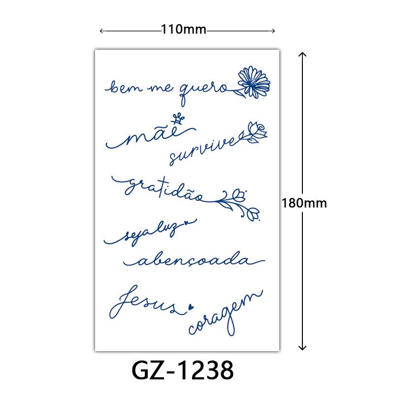 Herbal Tattoo Stickers, Juice Tattoo Stickers, Semi-Permanent English Letter Tattoo Stickers Tattoo