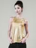 Allegra K Sequin Tank Metallic Shiny Sleeveless Christmas Dance Slim Light Size XL Top, Top, Costume, Fit, Women's, Gold,