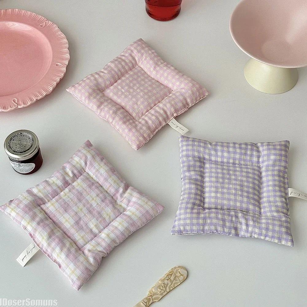 Koreanische INS Quadratische Baumwollgepolsterte Tischsets Küchentisch Esstisch Hintergrund-Requisiten für Fotos Hitzeschutzmatten Untersetzer