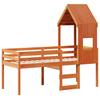 High Bed with Roof Wax Brown 75 X 190 Cm Solid Pine Wood