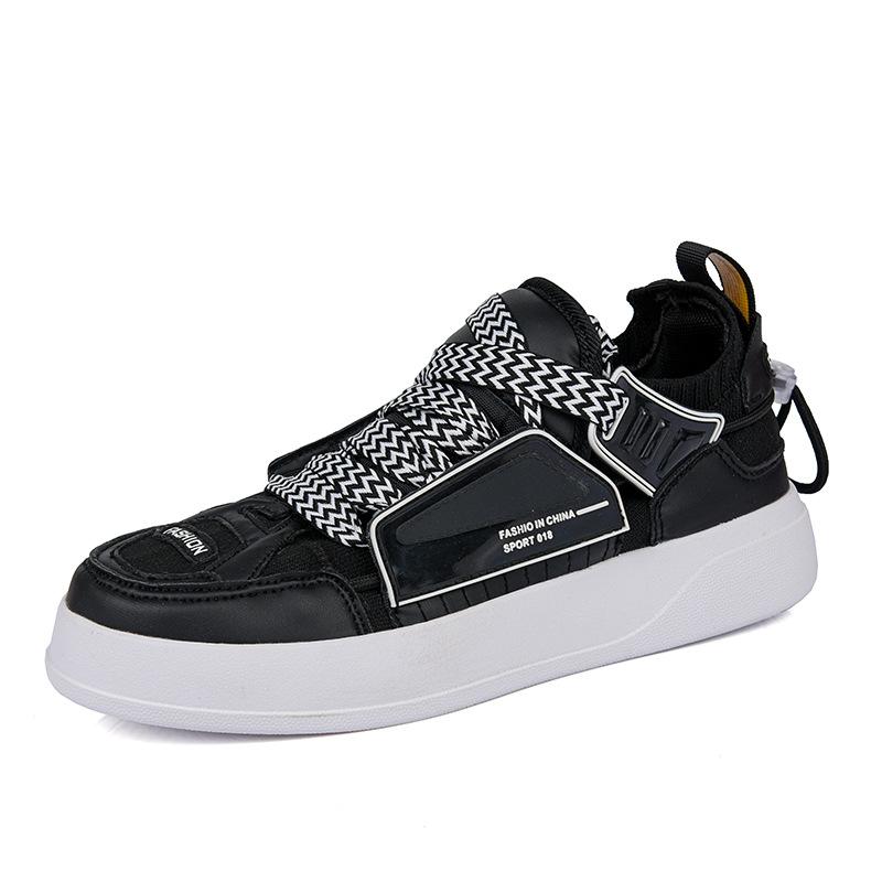 

Fashion summer new European station men s youth versatile casual board lace-up shoes trend thick-soled heightening white shoes 45