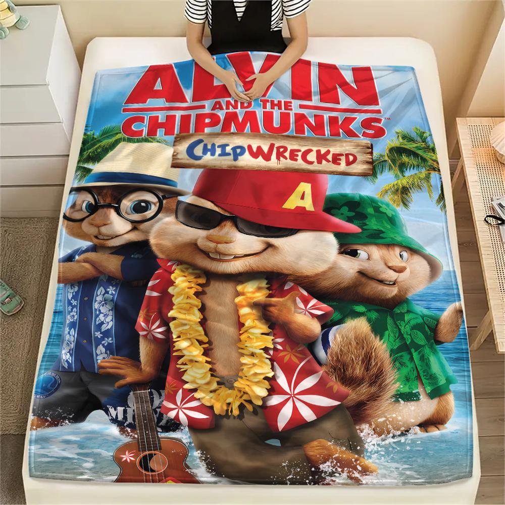 1pz Coperta in Flanella con Stampa di Alvin & The Chipmunks, Alta qualità per Tutte le Stagioni, Decorazione per la Casa, Calore e Comfort, Perfetta per Regali di Natale