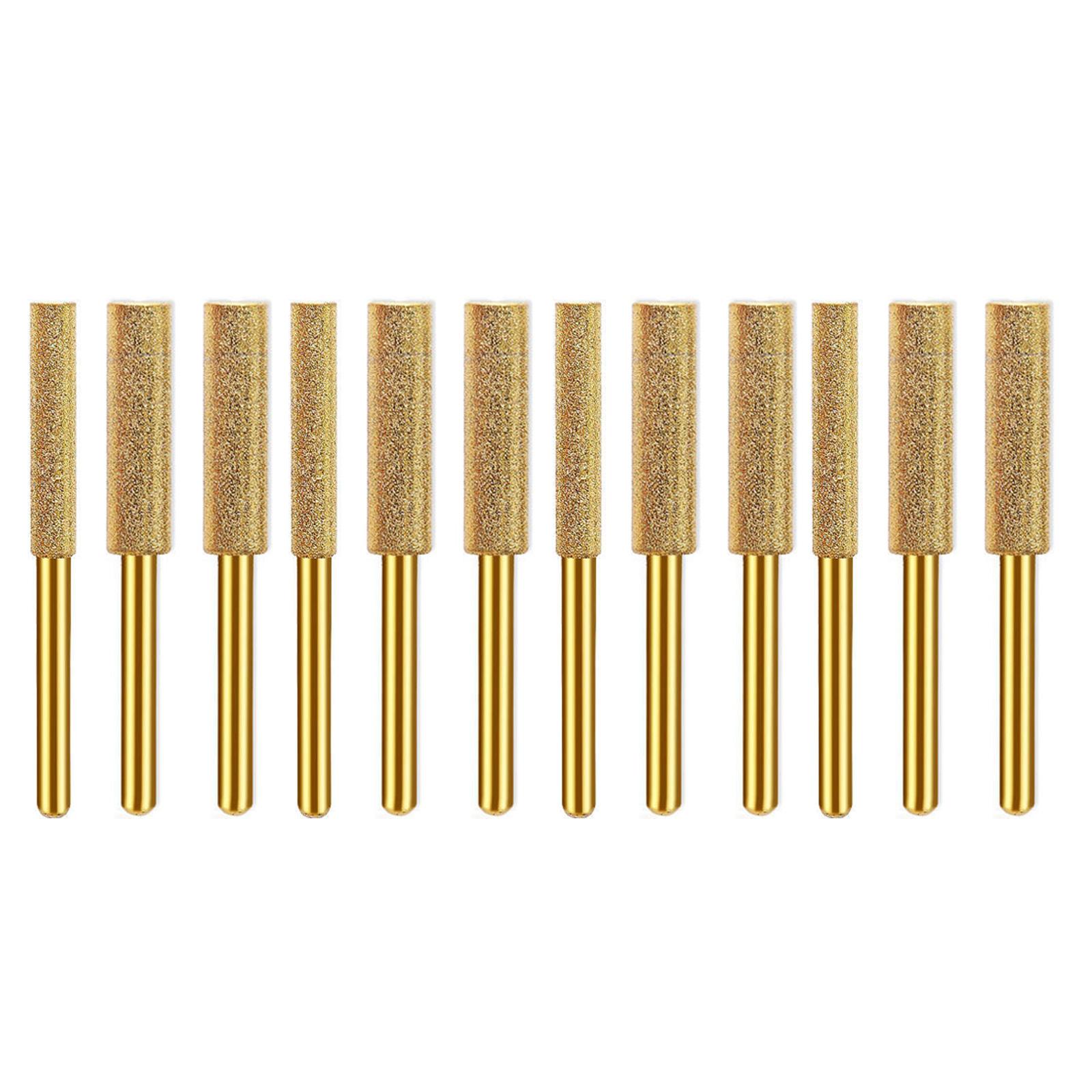 

12 шт. Діамантові бори Головка шліфувального каменю Підходить для ланцюга бензопили Електричний напилок з високою ефективністю та довговічністю золотий