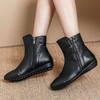 Autumn and winter flat-soled short boots women's boots soft-soled soft-faced side zipper medium mother shoes cotton boots velvet