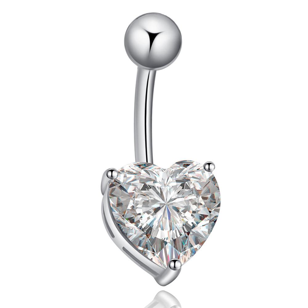 Exquisite Belly Button Rings Stylish Heart-shape Crystal Belly Nail Navel Rings Body Piercing Jewelry