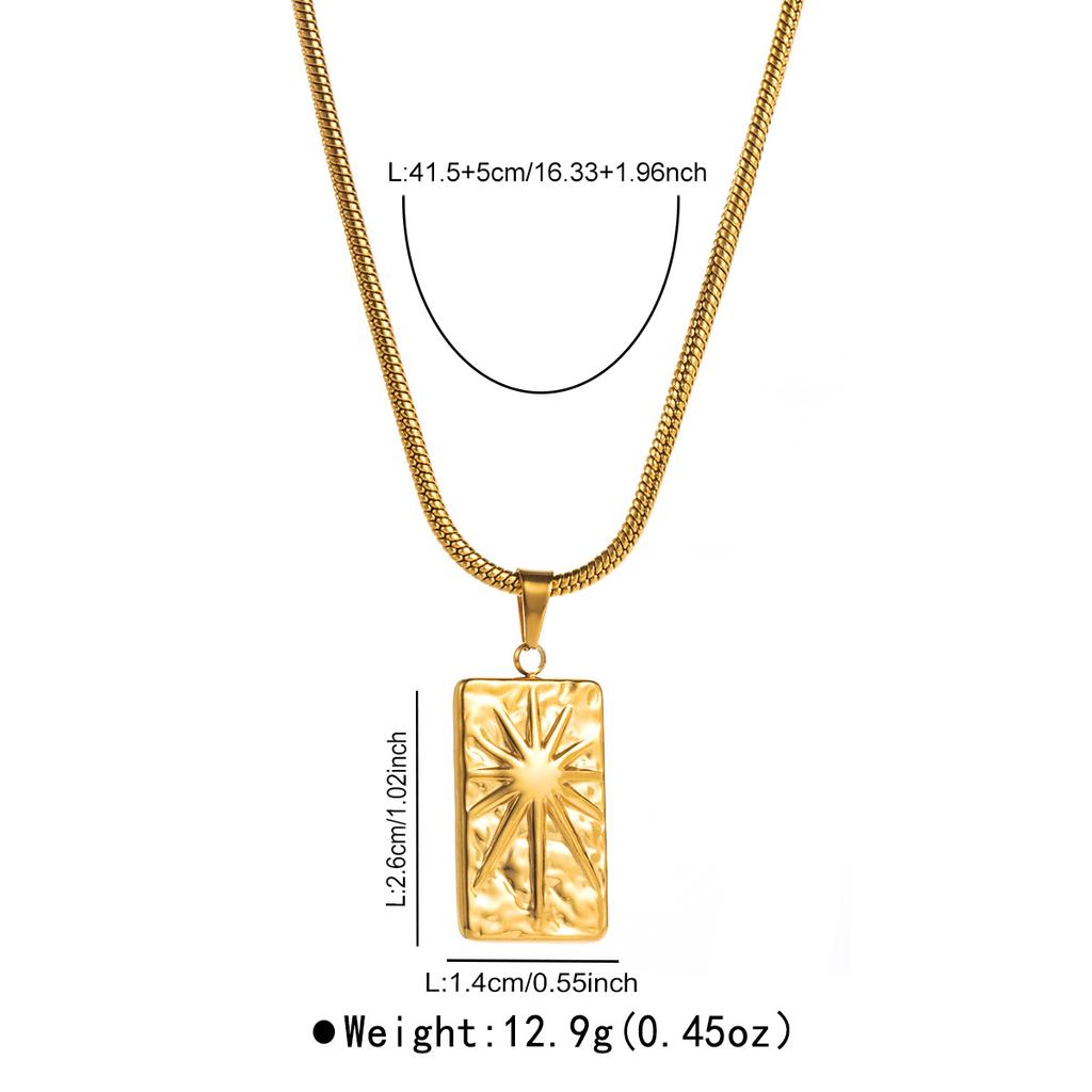 Women European American Stainless Steel Eye Sun Pendant Necklace Vacuum 14K Fashion All Match Classic Necklace For Women
