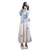 French Blue Long-Sleeve Spring Dress for Women 2025 - Small Sizes Available