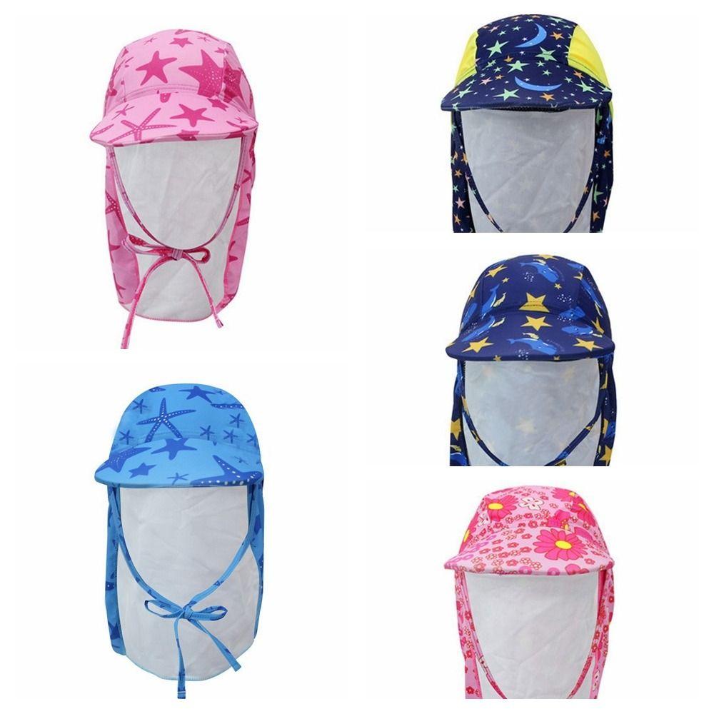 Flower Kids Beach Hat UV Protection Sunshade Swimming Cap Flap Cap Kids Sun Hat Swimming