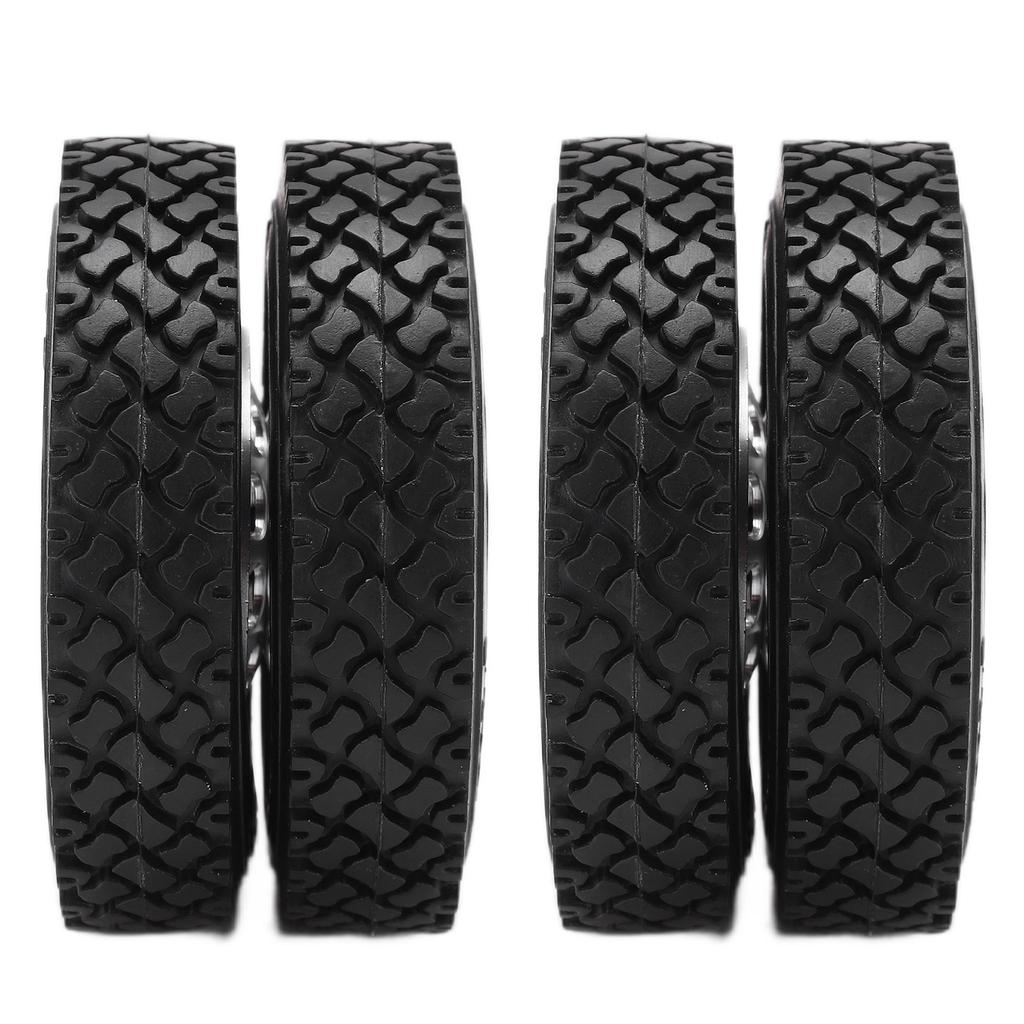 2pcs RC Aluminum Alloy Rear Wheel Hub Rims with Rubber Tires for Tamiya 1 14 Tractor Dump Truck TrailerBlack