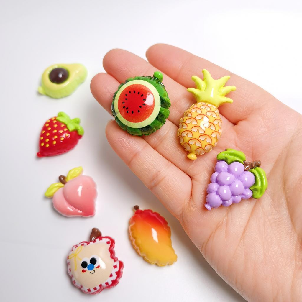 100PCS 3D Fruit Series Miniature Flat Back Resin Cabochons for Hairpin Scrapbooking DIY Home Decor Craft Accessories