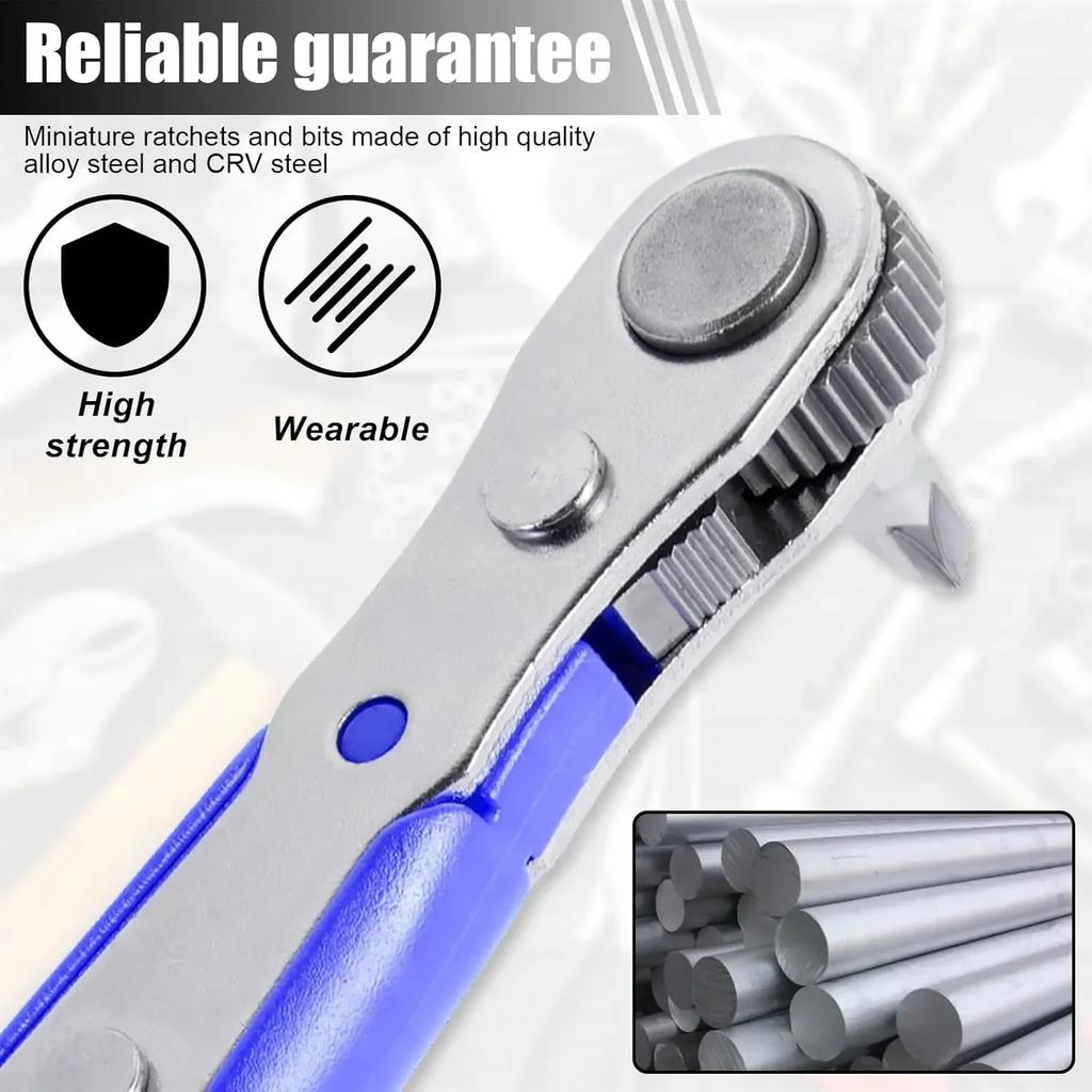 12/14/22 In 1 Mini Screwdriver Set 1/4 Right Angled Ratchet Screwdriver with Phillips Slotted Torx Magnetic Bits for Small Space